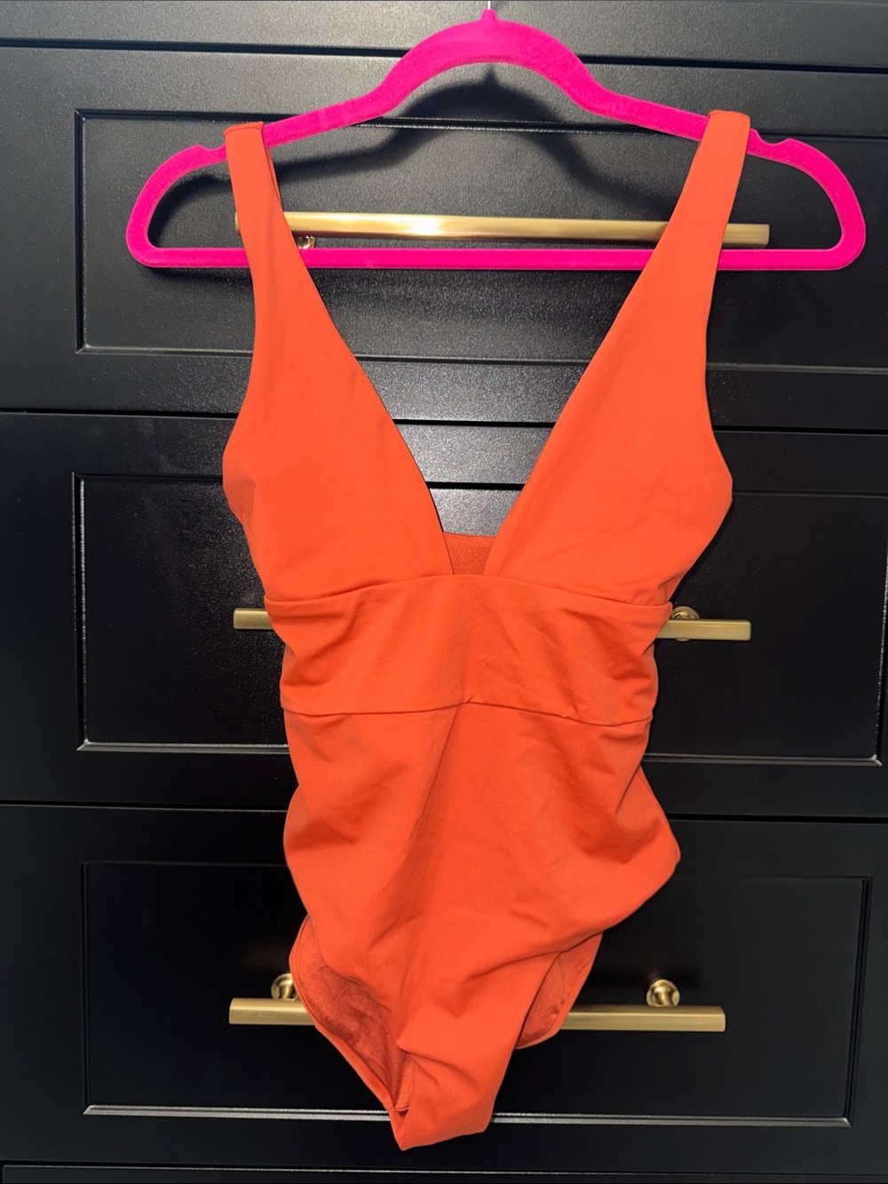 Onia Orange V-Neck One-Piece Swimsuit